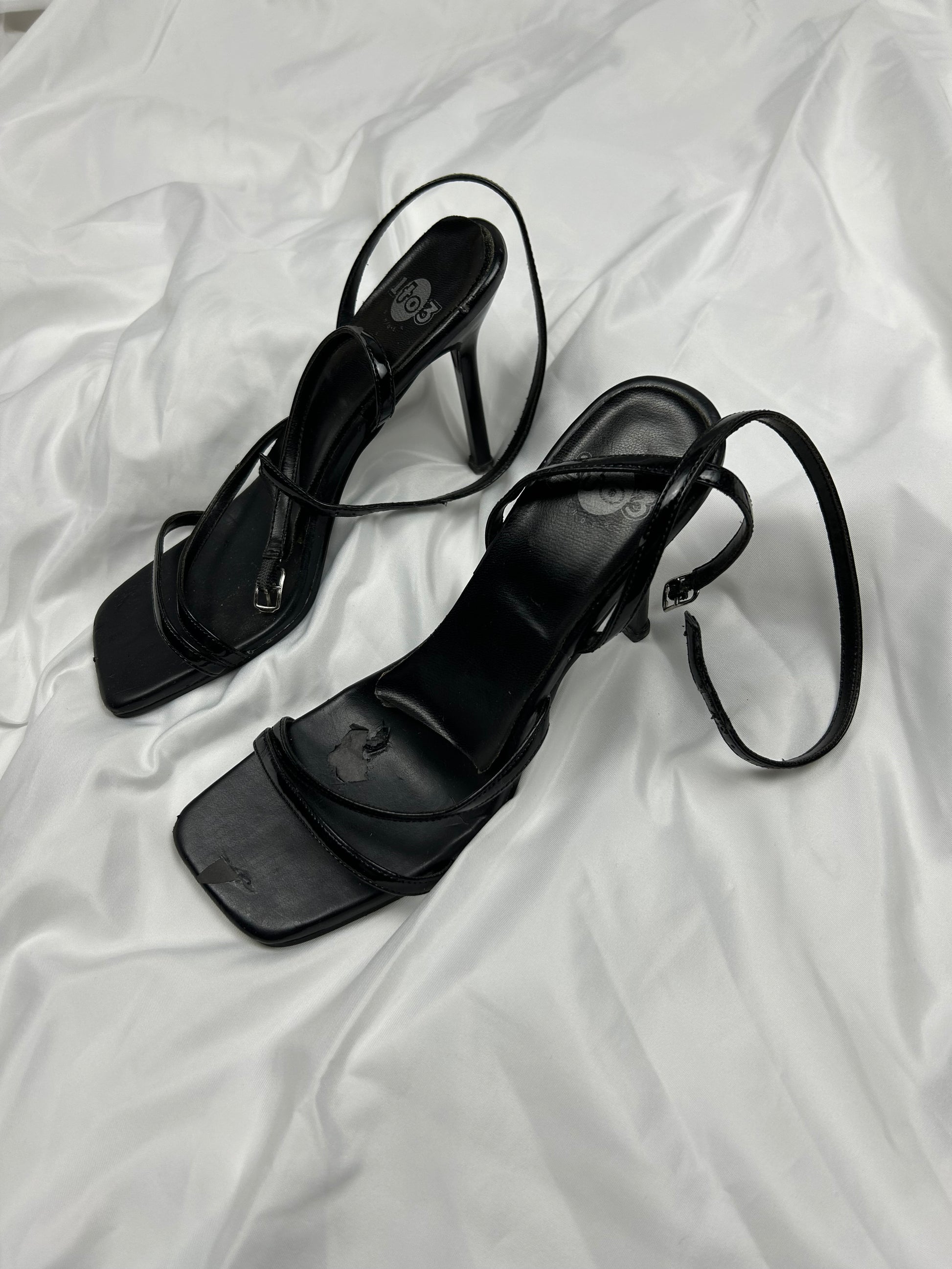 Black square toes sandales shoes (37)