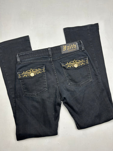 Black low waist straight leg / bootcut denim pants (S/M)