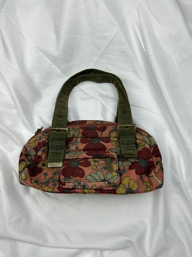 Floral print khaki small besace shoulder bag