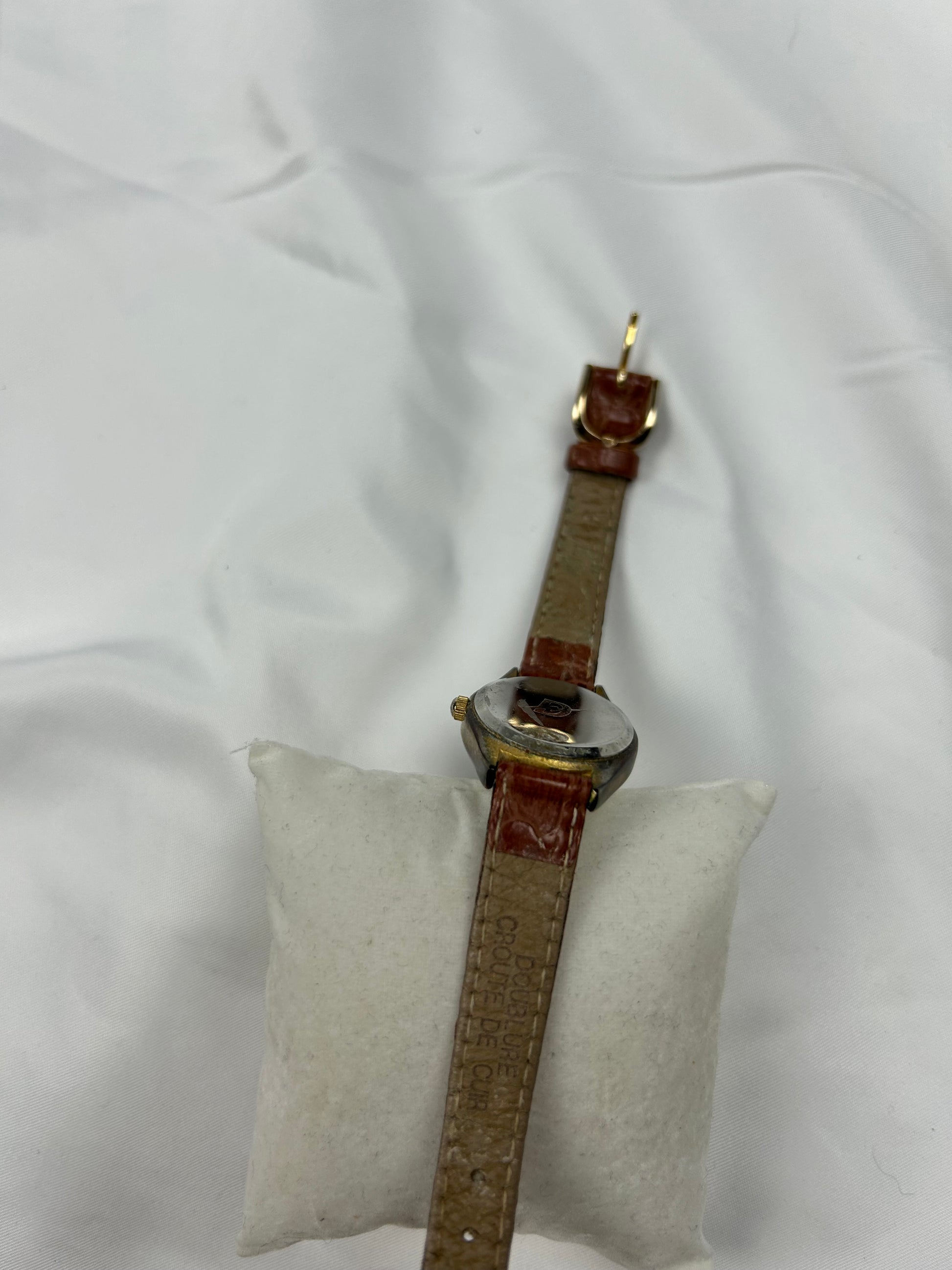 Vintage stainless steel & leather bracelet watch jewelry