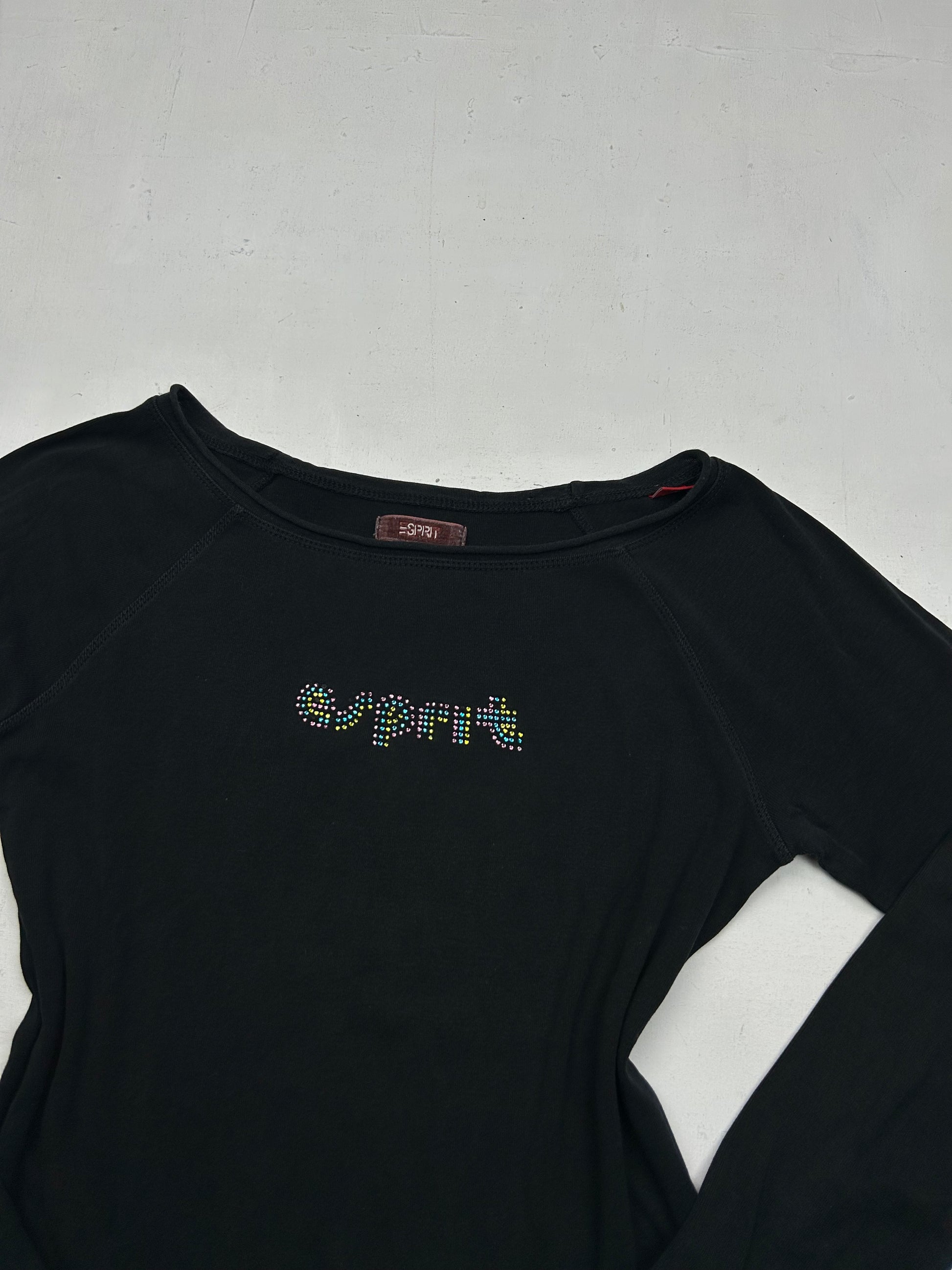 Black strass logo long sleeves top (S/M)