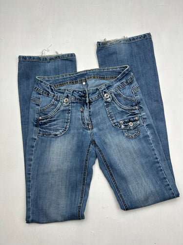 Blue low waist flare / bootcut denim pants (S)