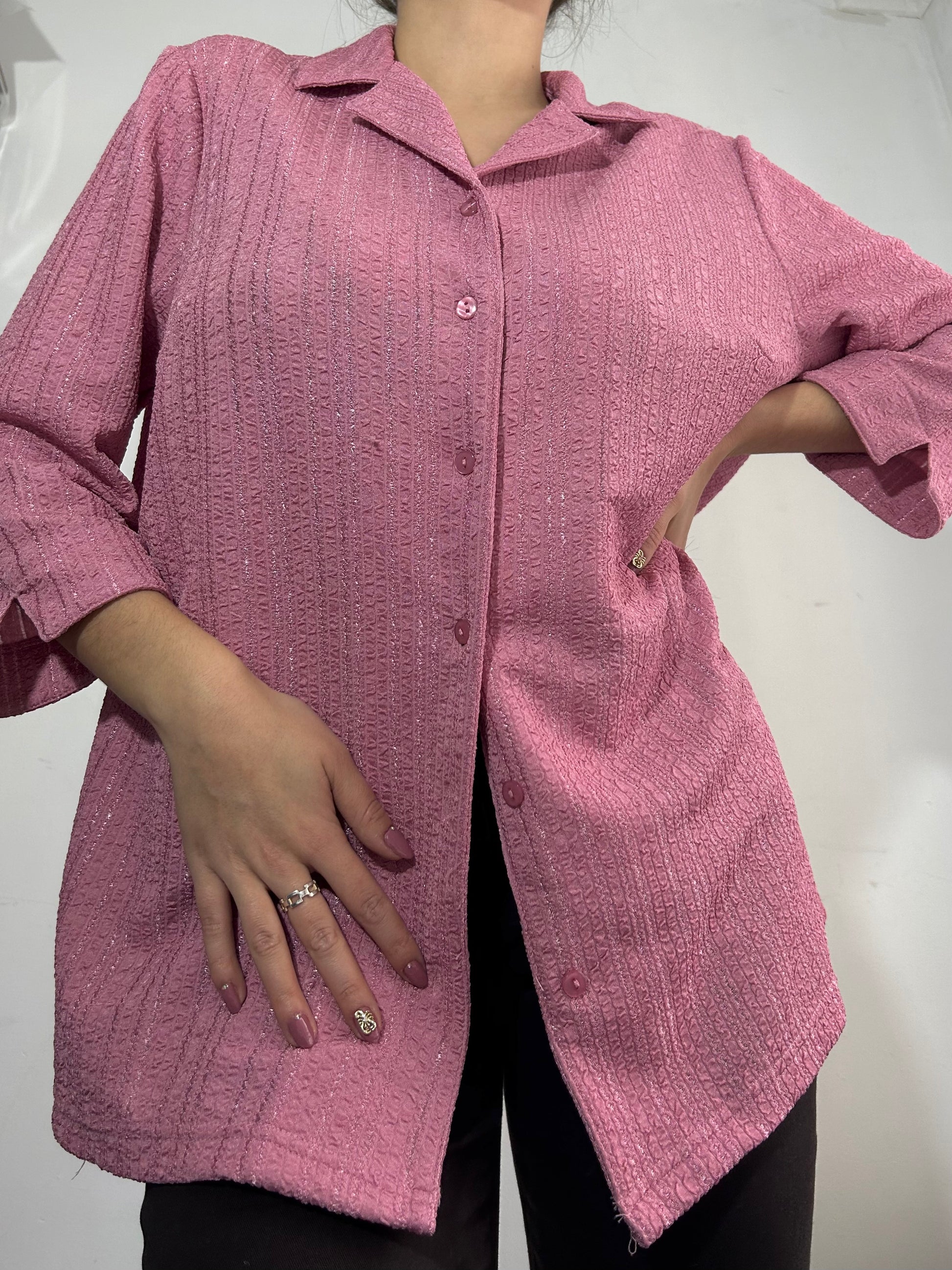 Baby pink oversized  buttons up shirt (One size)