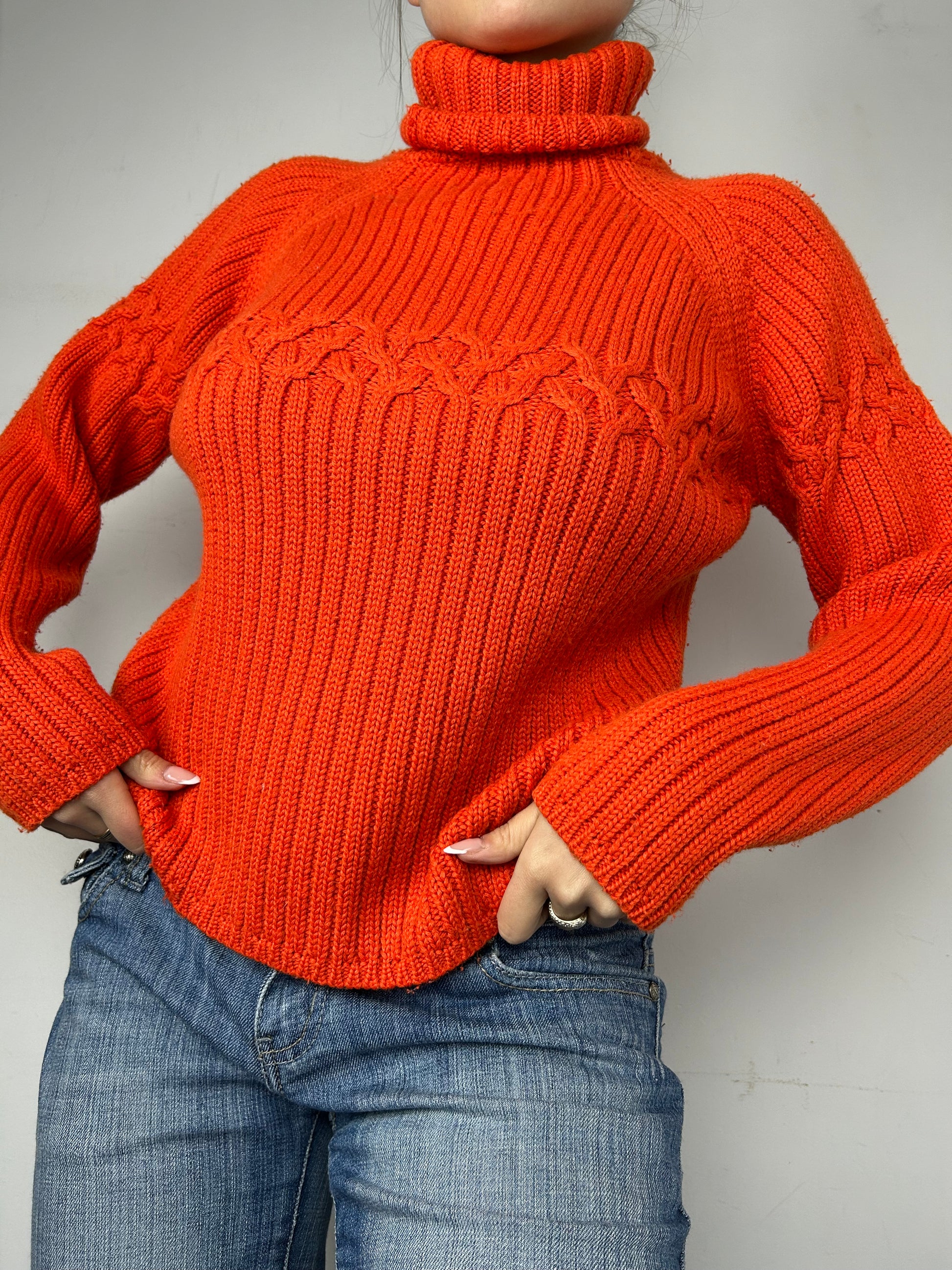 Orange turtleneck jumper (S/M)