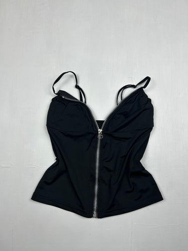 Black zip up cami  top (XS)