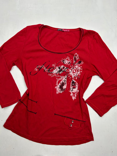 Red cotton long sleeves top (S/M)