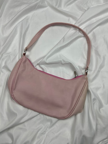 Baby pink pvc leather small besace shoulder bag