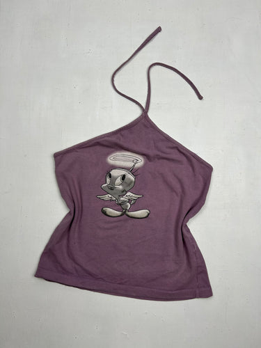 Purple cartoon halter top (S)