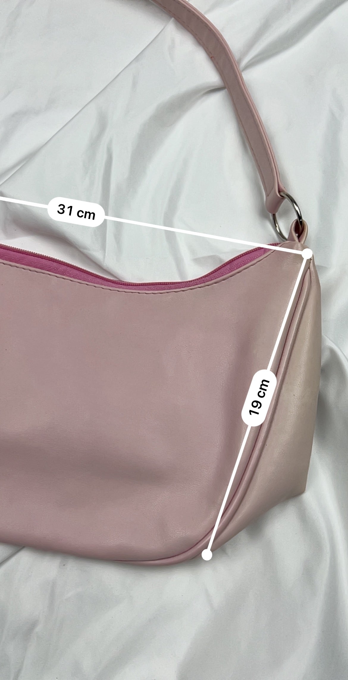 Baby pink pvc leather small besace shoulder bag