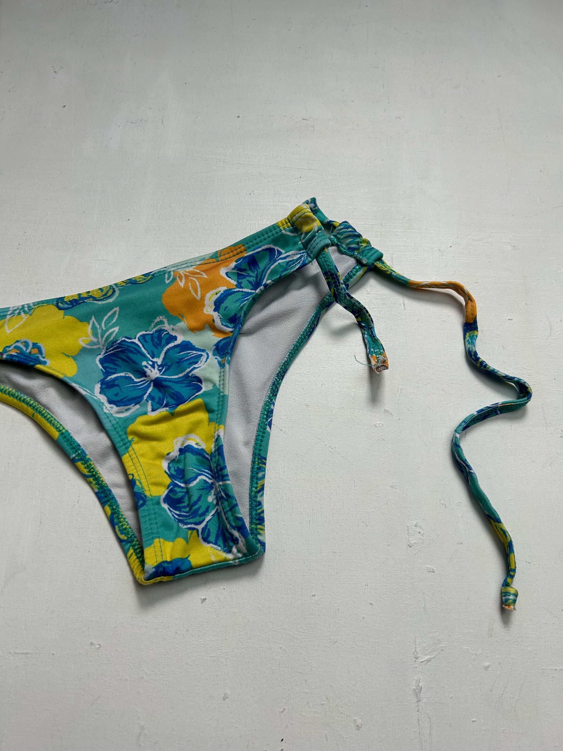 Multicolor floral print bikini brazilian thong bottom (XS)