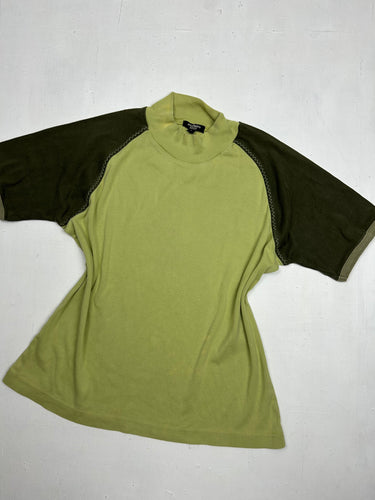 Khaki bicolor high neck tee (M)