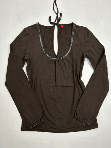 Brown cotton long sleeves top (L)