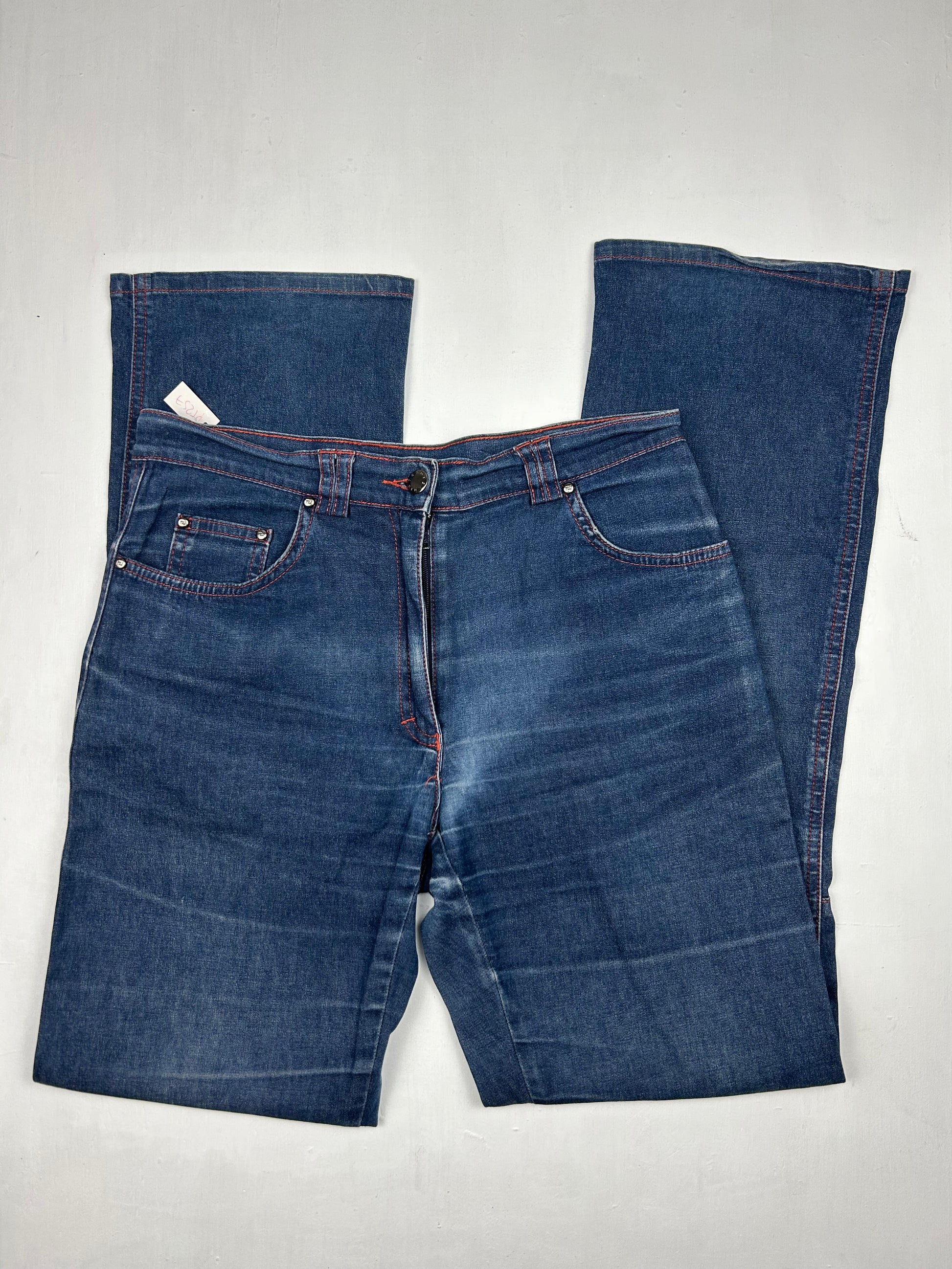 Blue high rise denim straight legs pants (S)