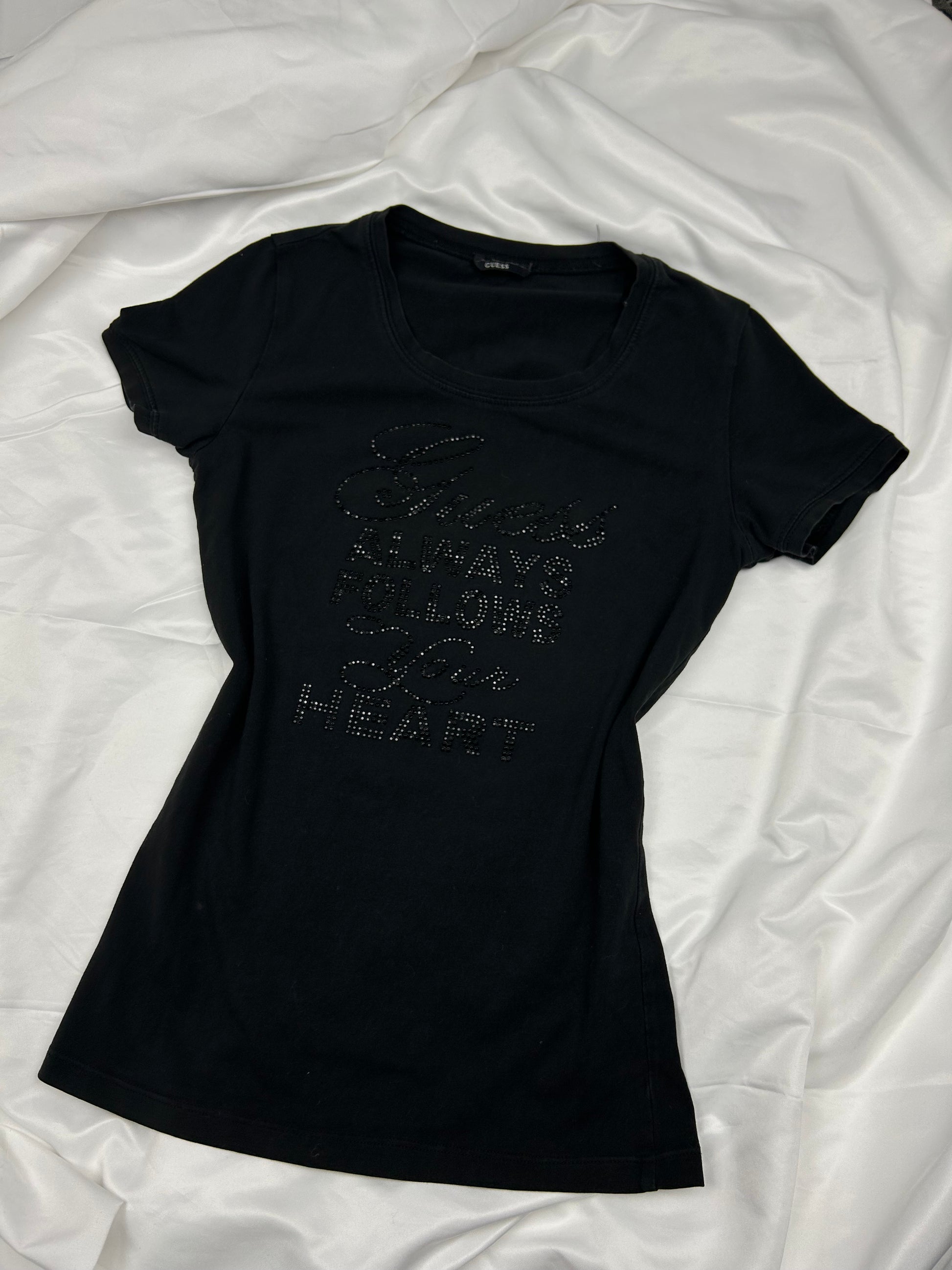 Black strass logo tee (S)