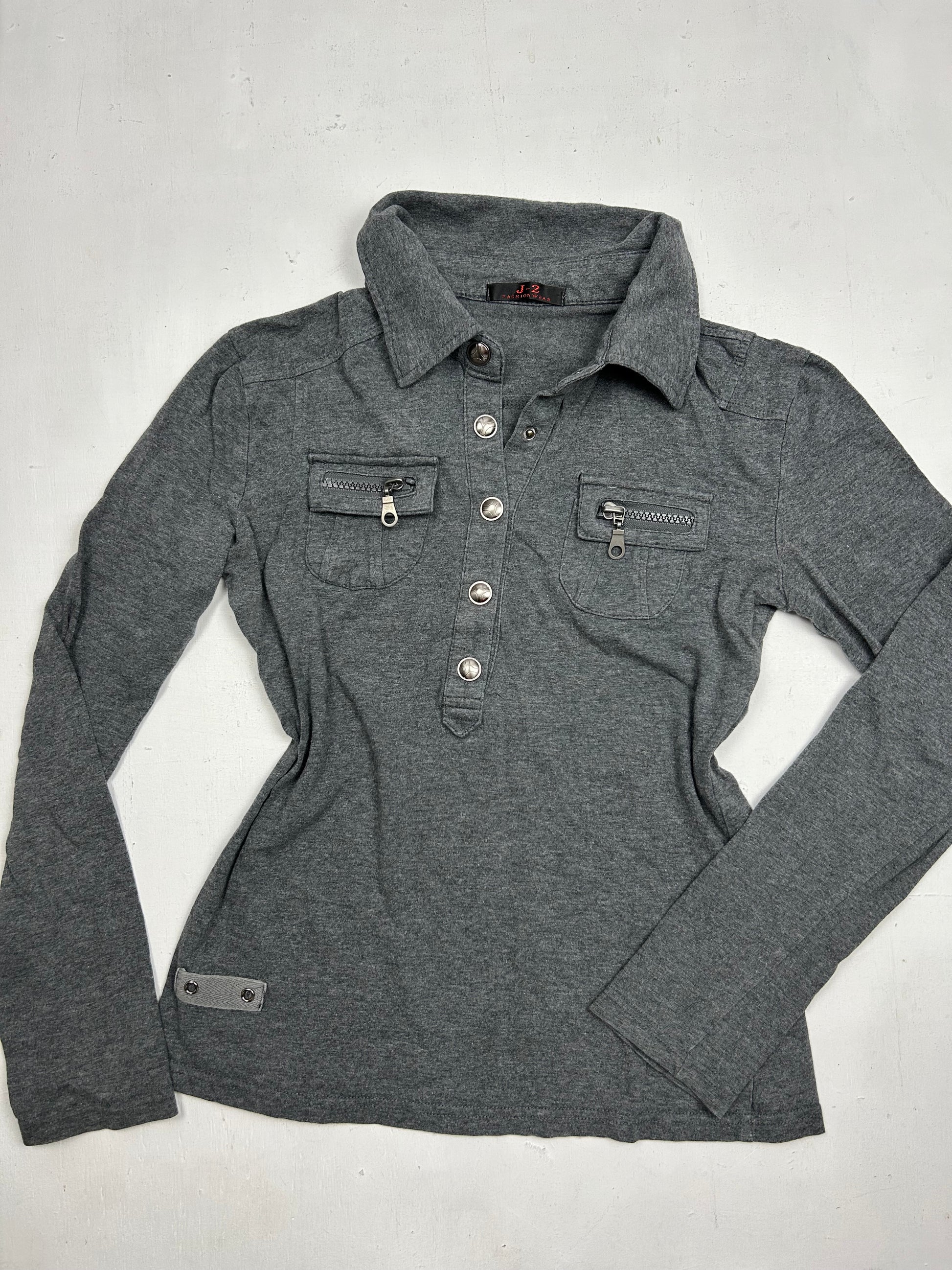 Grey buttons up long sleeves top (S/M)