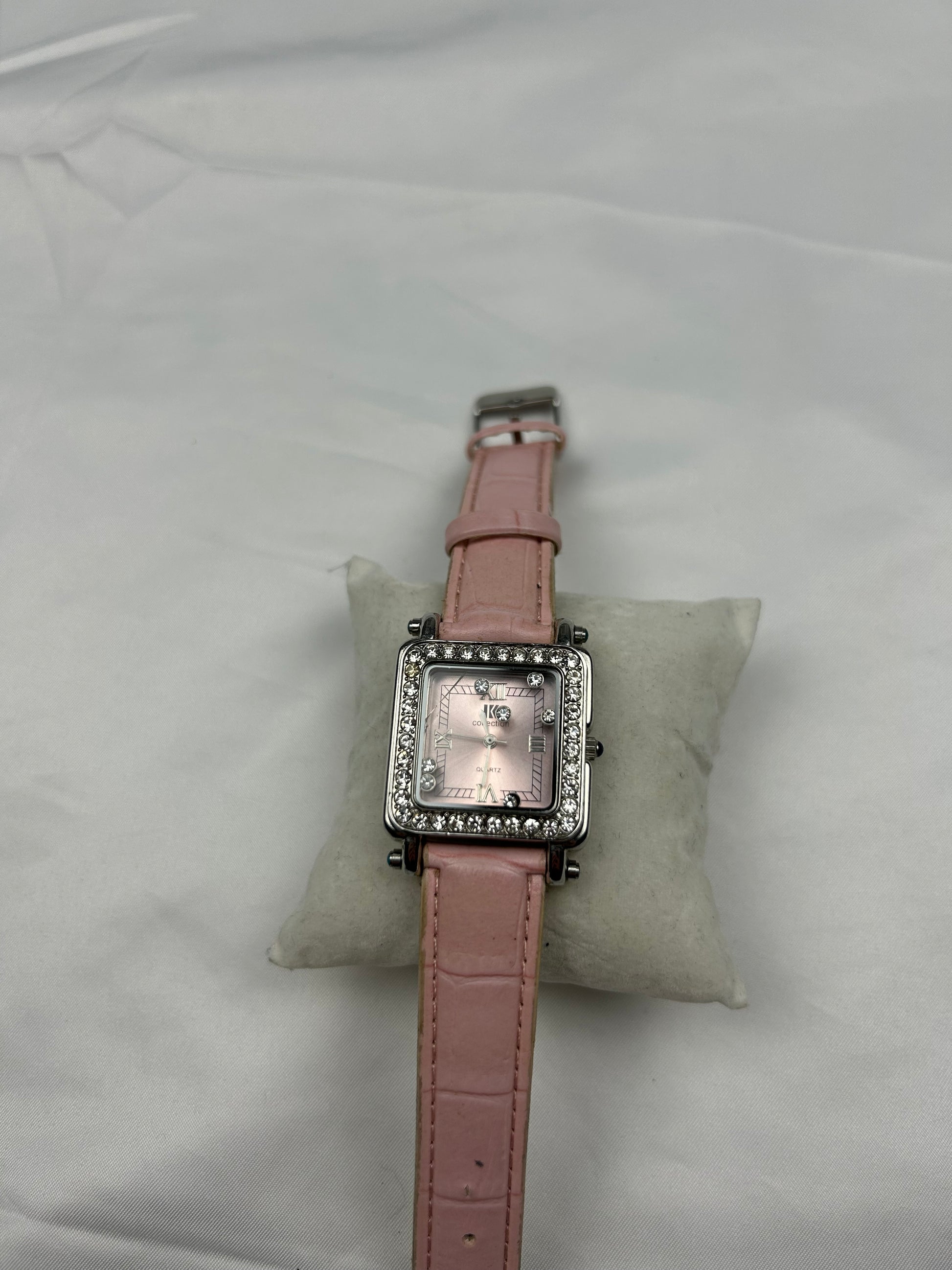 Vintage stainless steel pink jewelry watch