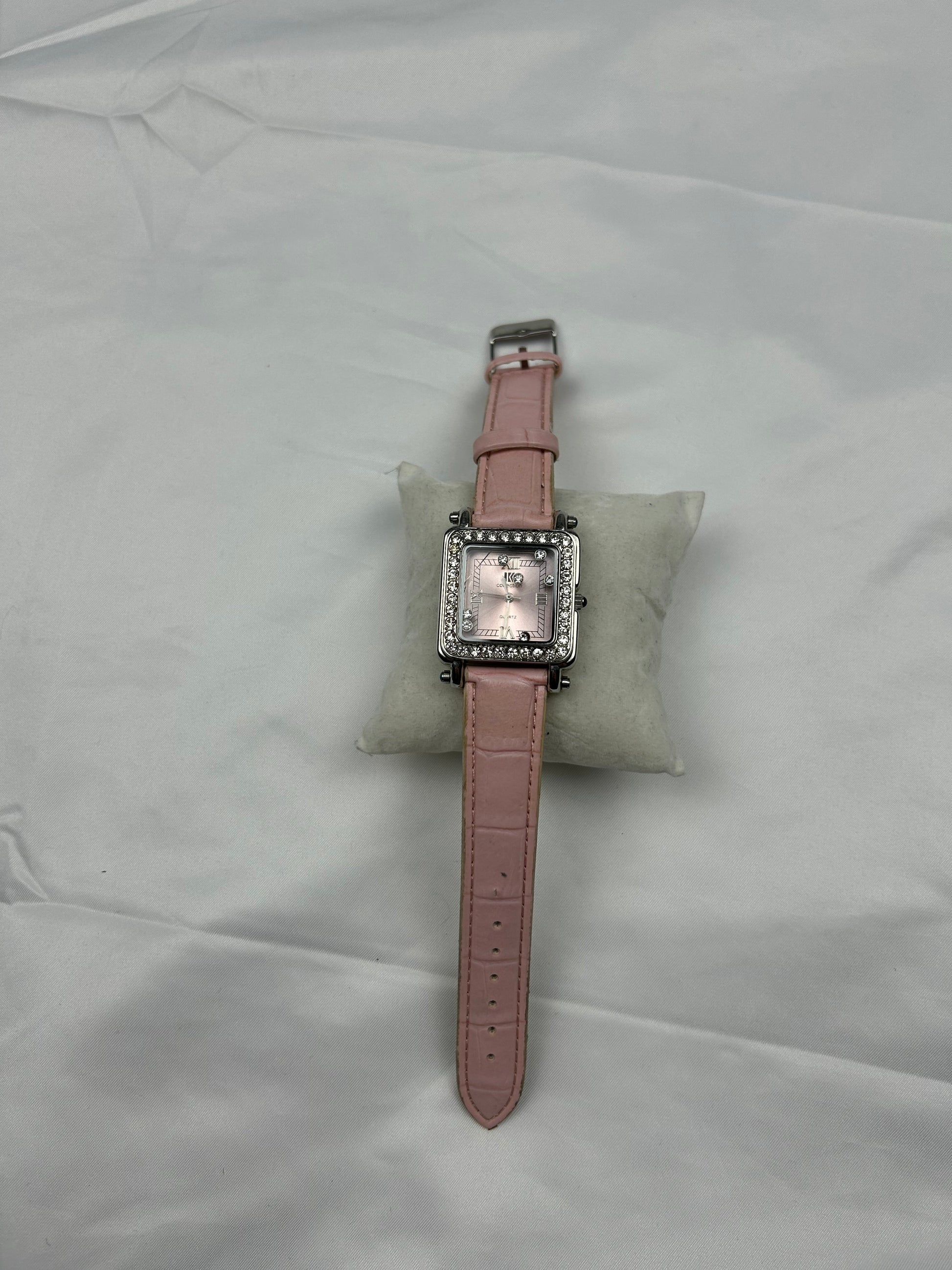 Vintage stainless steel pink jewelry watch