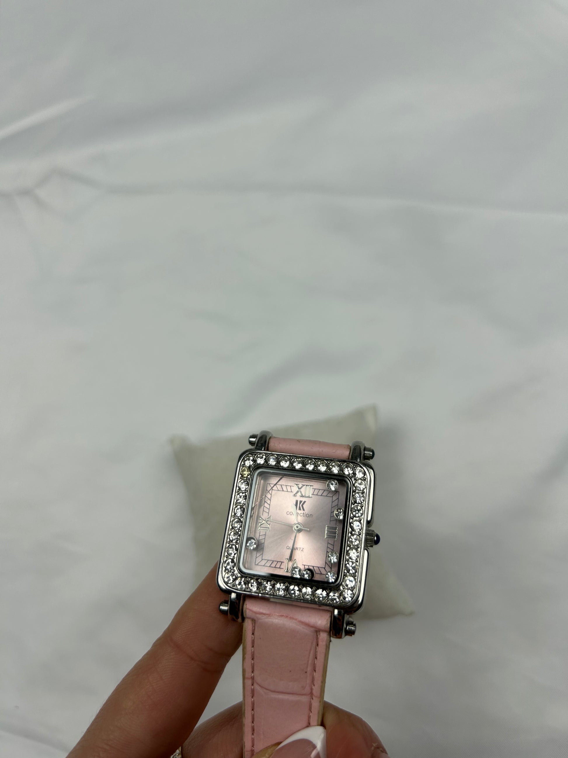 Vintage stainless steel pink jewelry watch