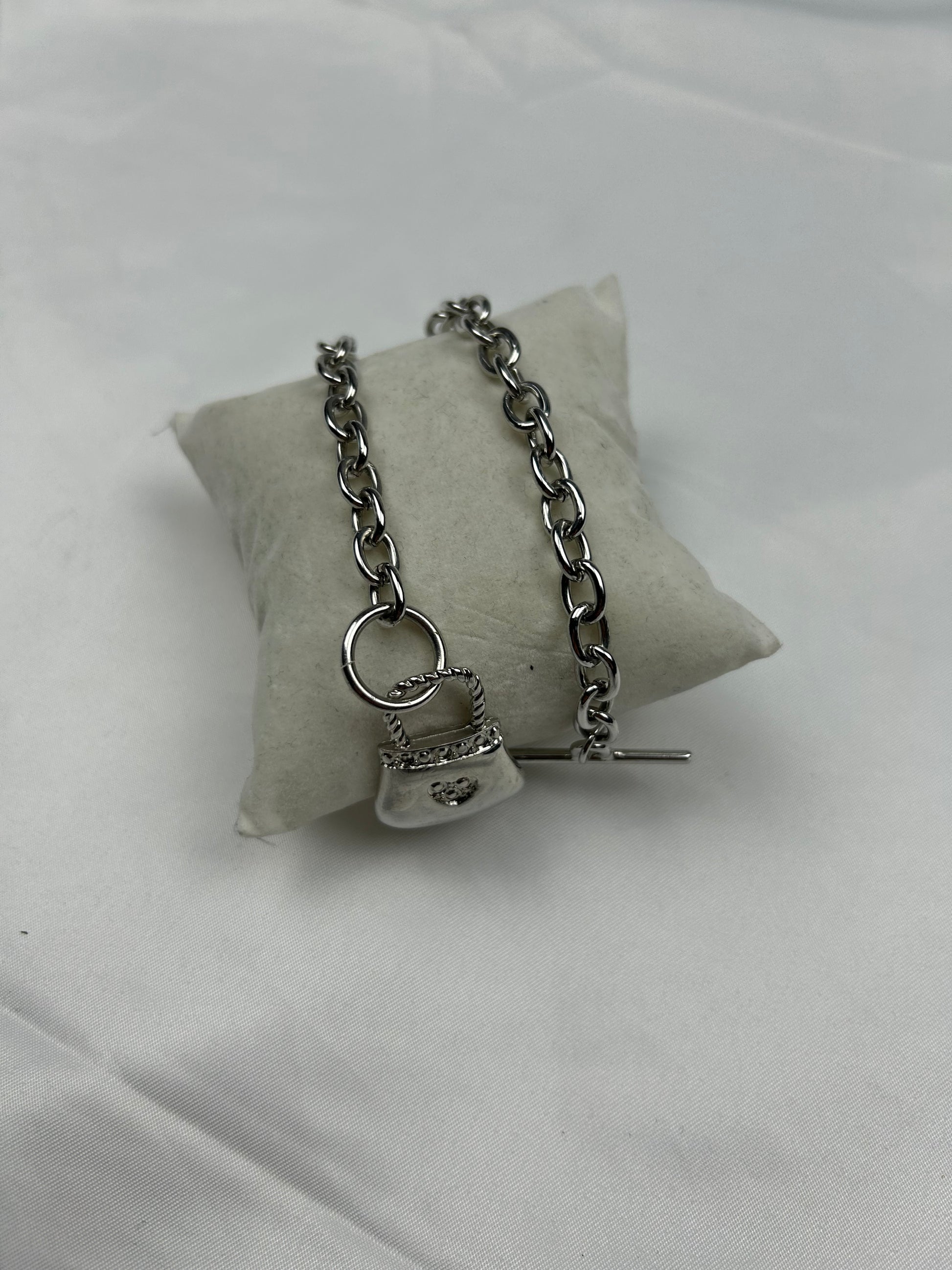 Stainless steel silver pendant bracelet