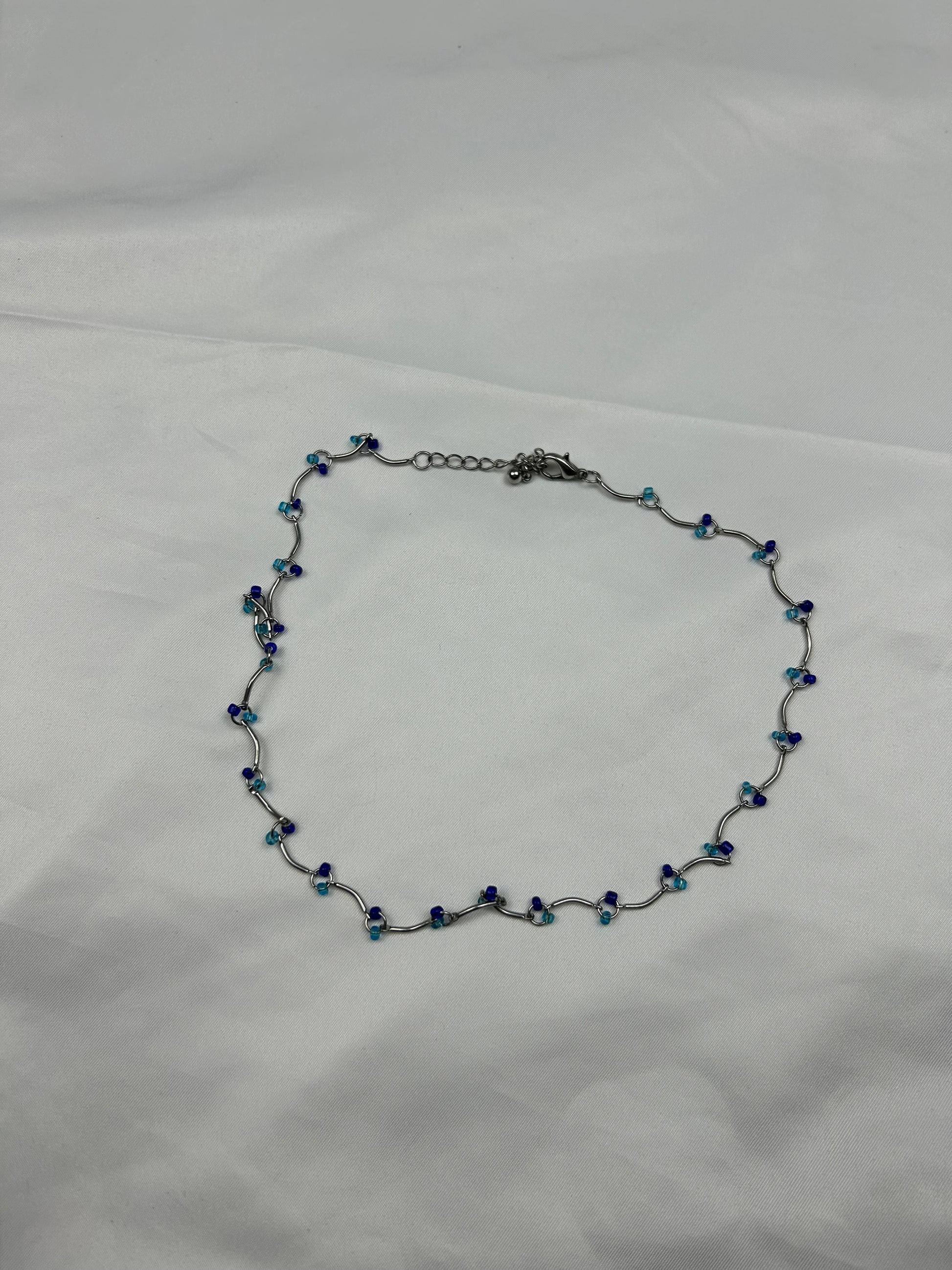 Blue stainless steel pearls necklace