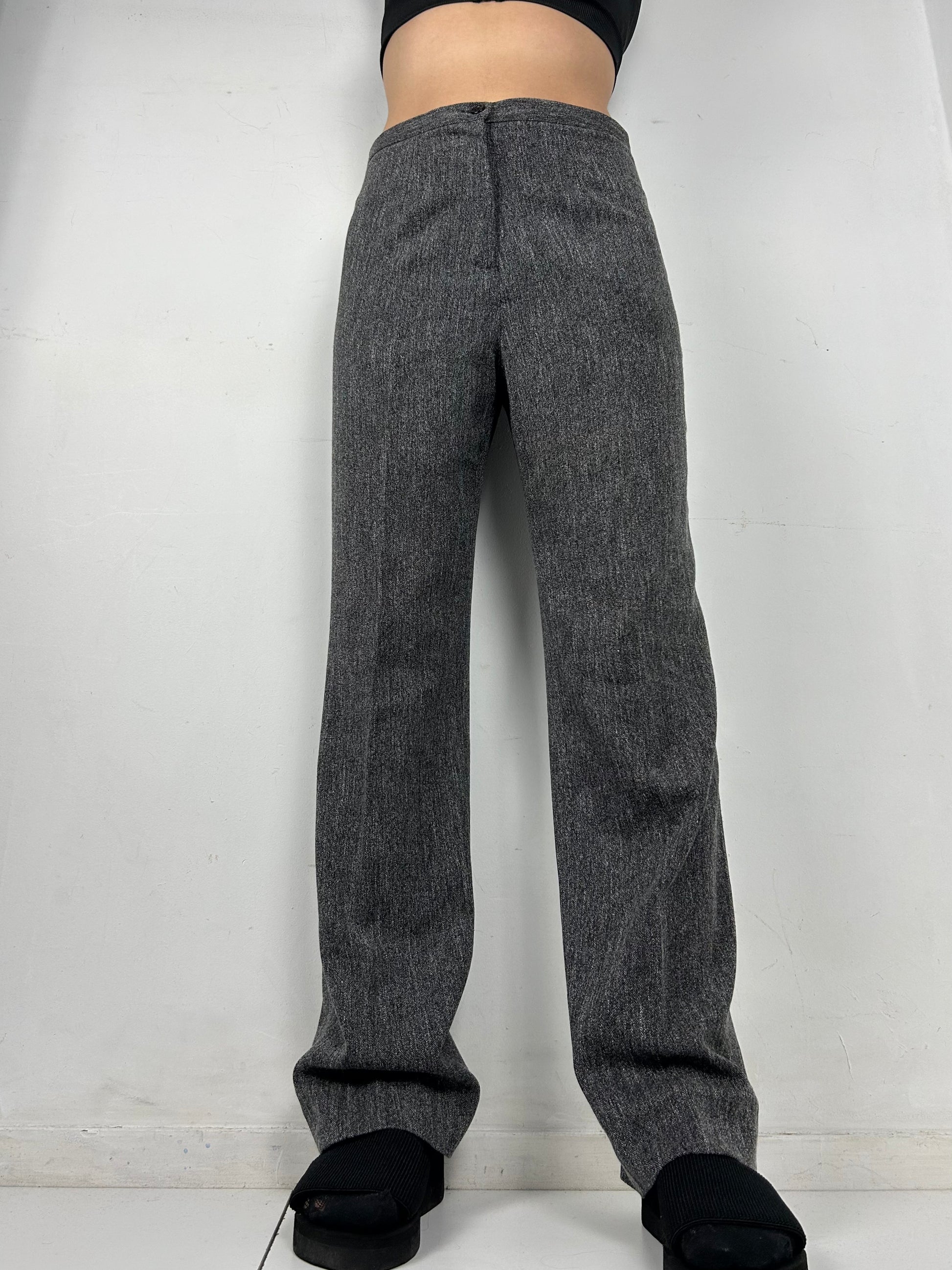 Grey office low waist flare bootcut pants (S/M)