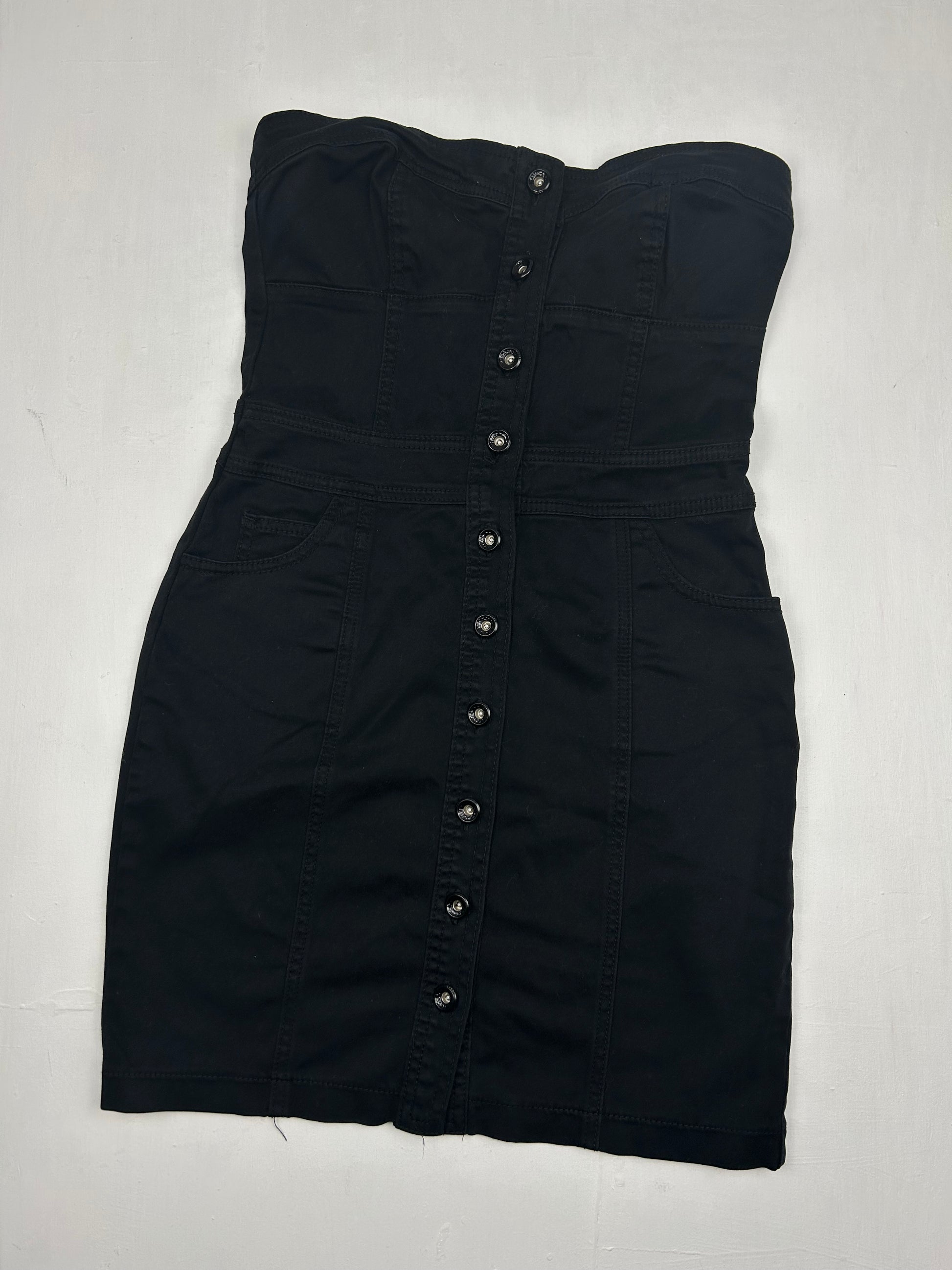 Black denim bustier mini dress (S)