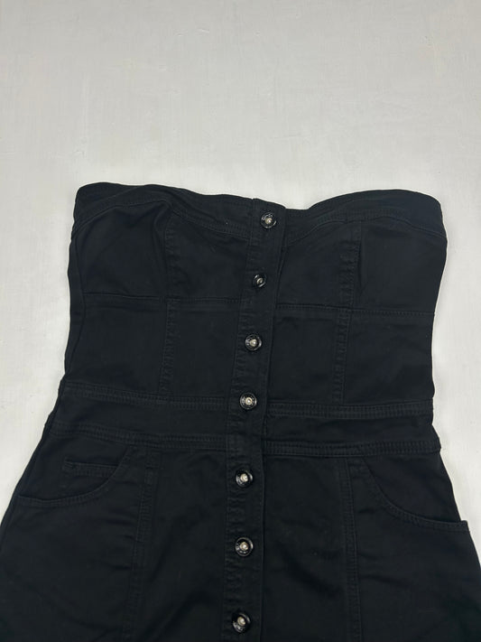 Black denim bustier mini dress (S)