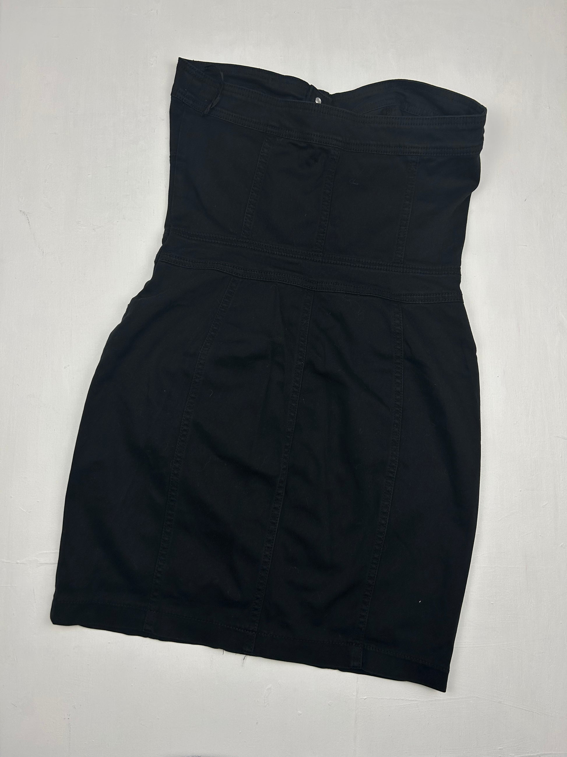 Black denim bustier mini dress (S)