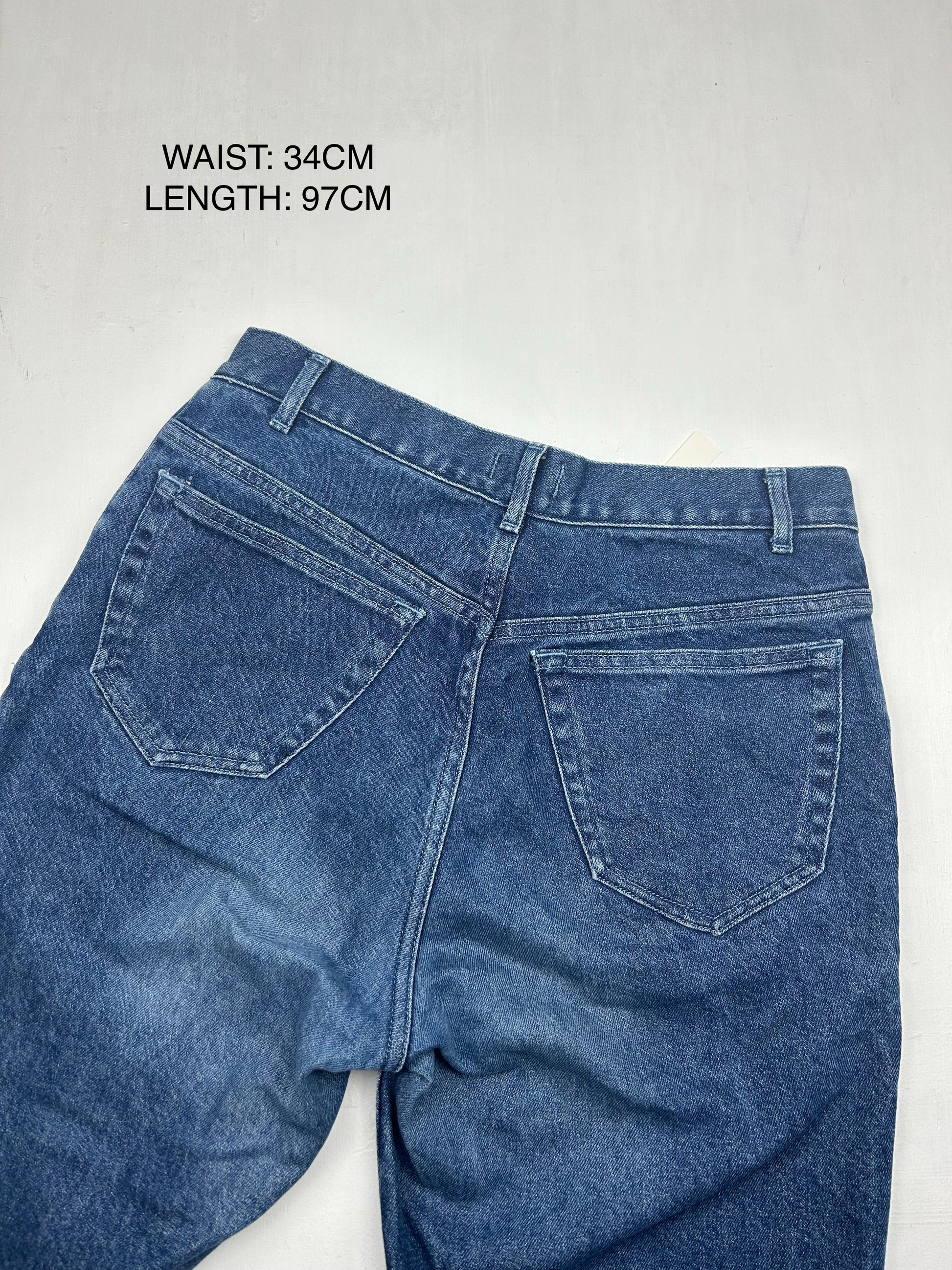 Blue mid waist denim pants (S)