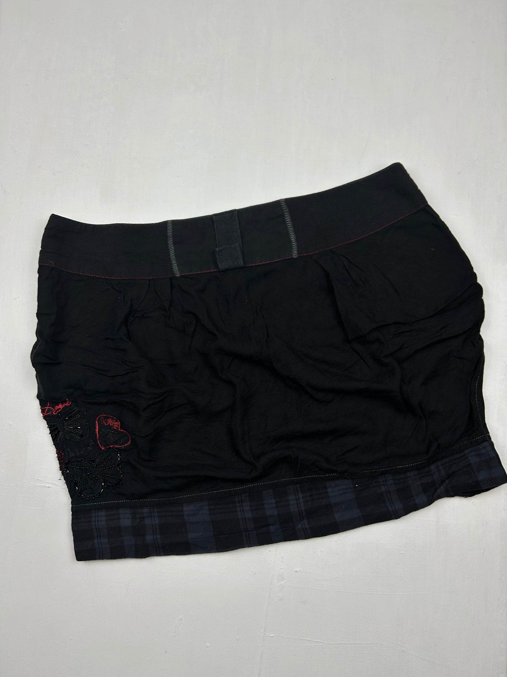 Black cotton low rise mini skirt (XL)