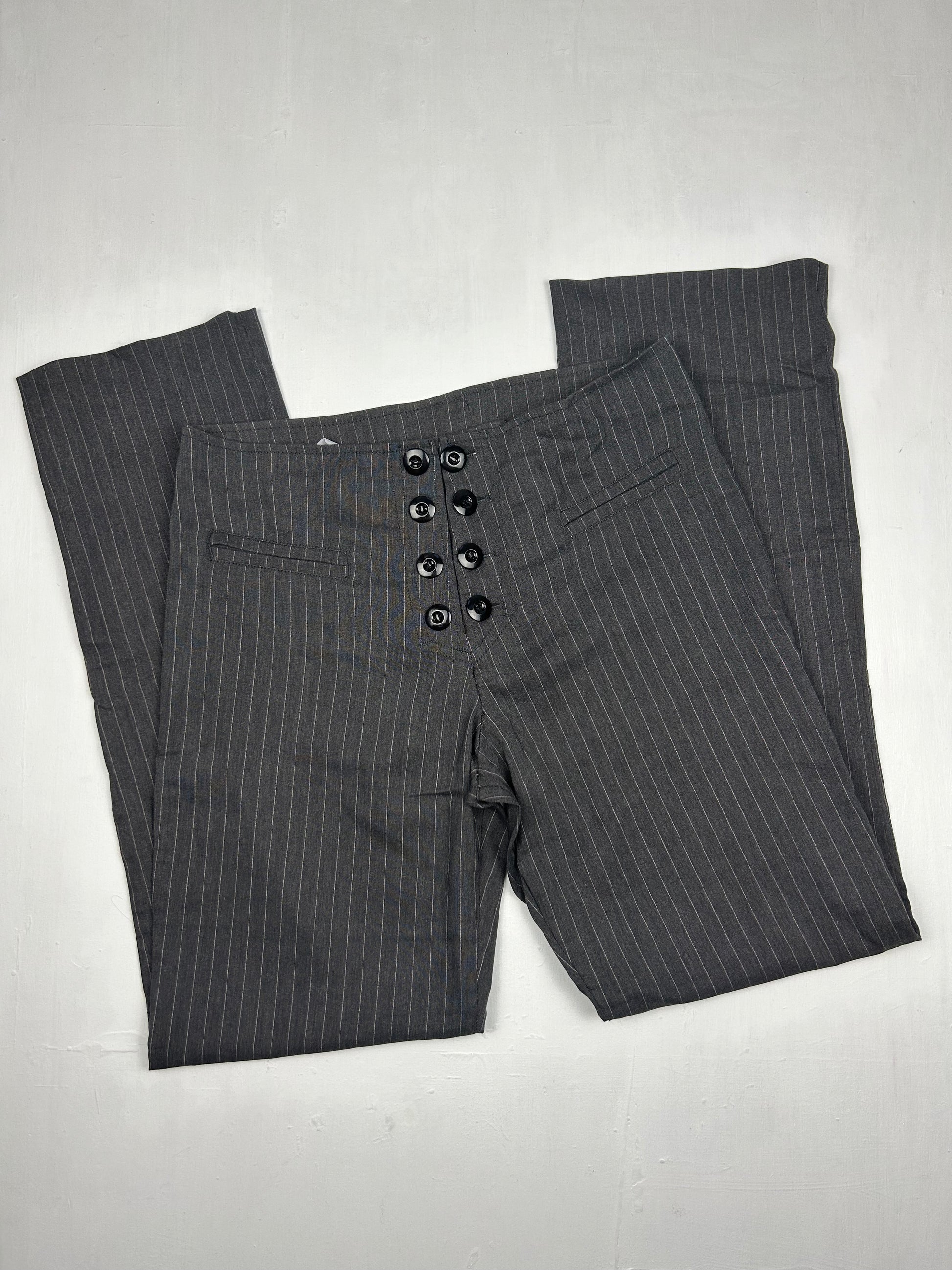 Grey low waist striped office pants (S)