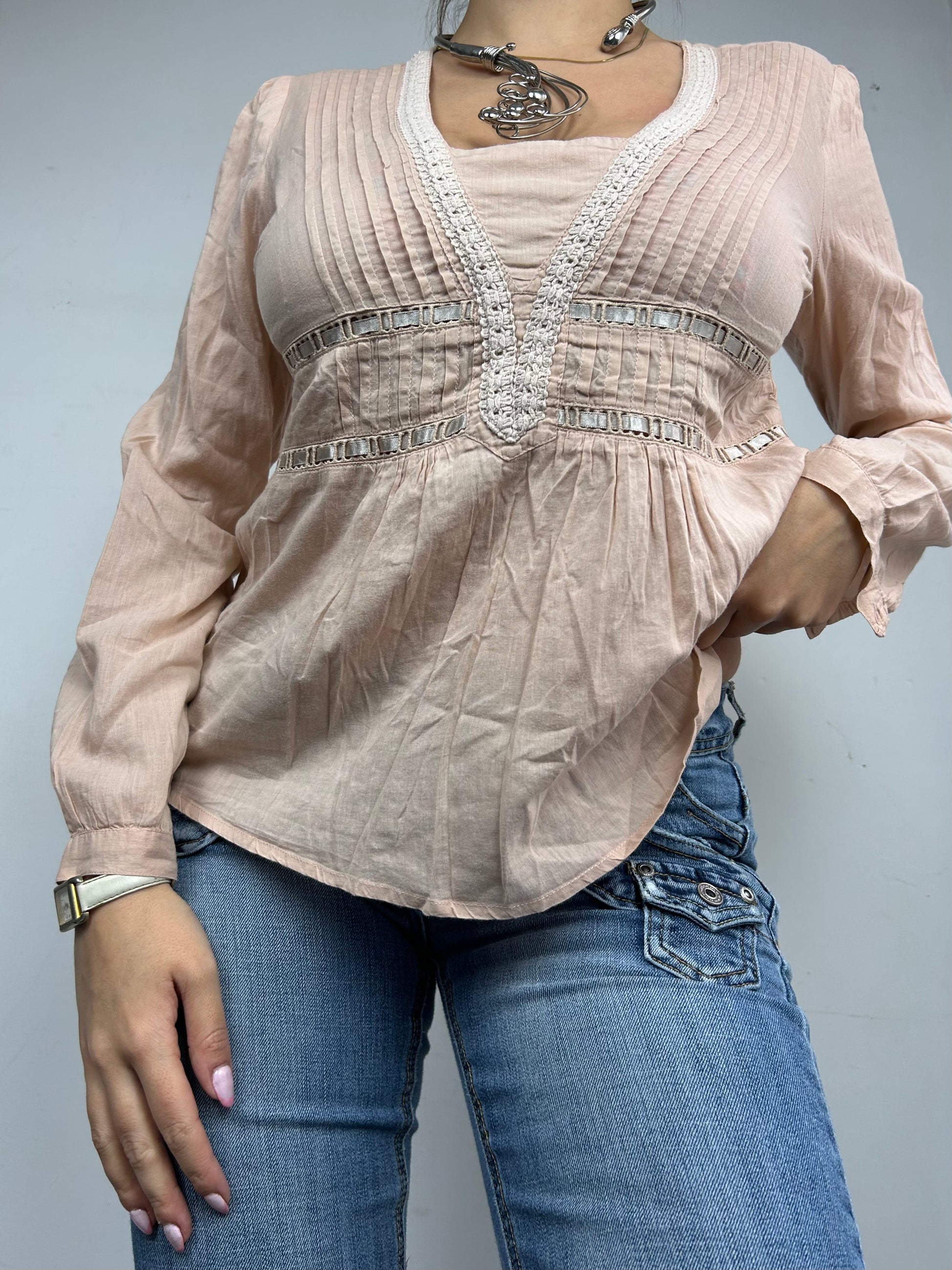 Beige sequins long sleeves top (S/M)