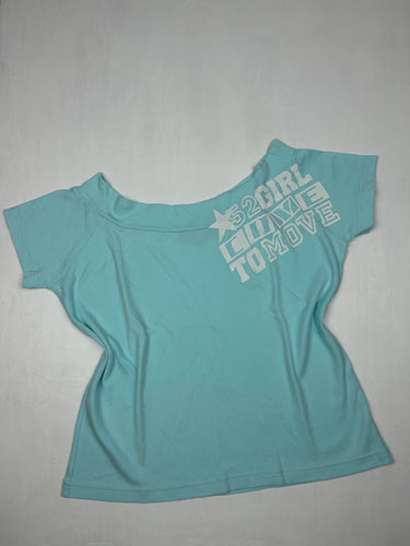 Blue text print bardot tee (L)