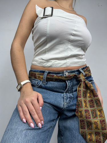 White buckle belt tube top (S)