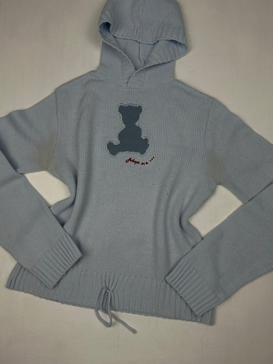 Baby blue hoodie knitted jumper (S/M)