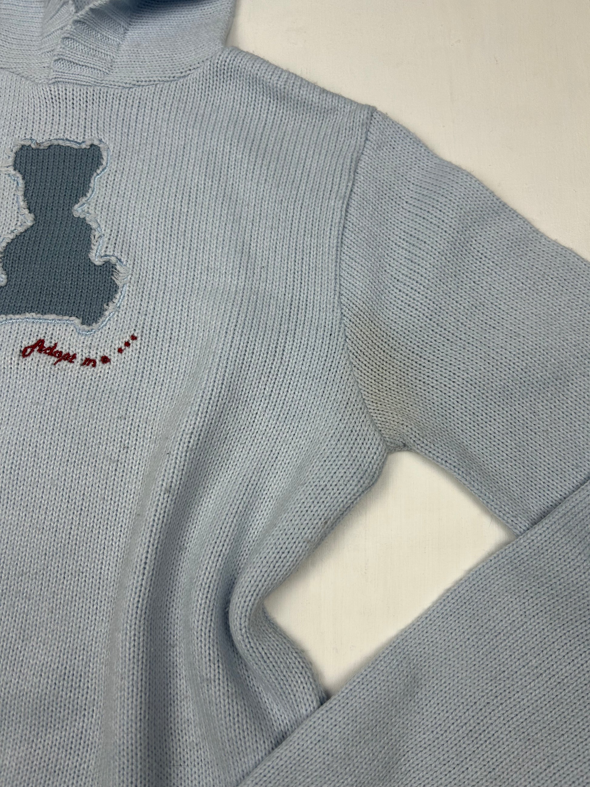 Baby blue hoodie knitted jumper (S/M)