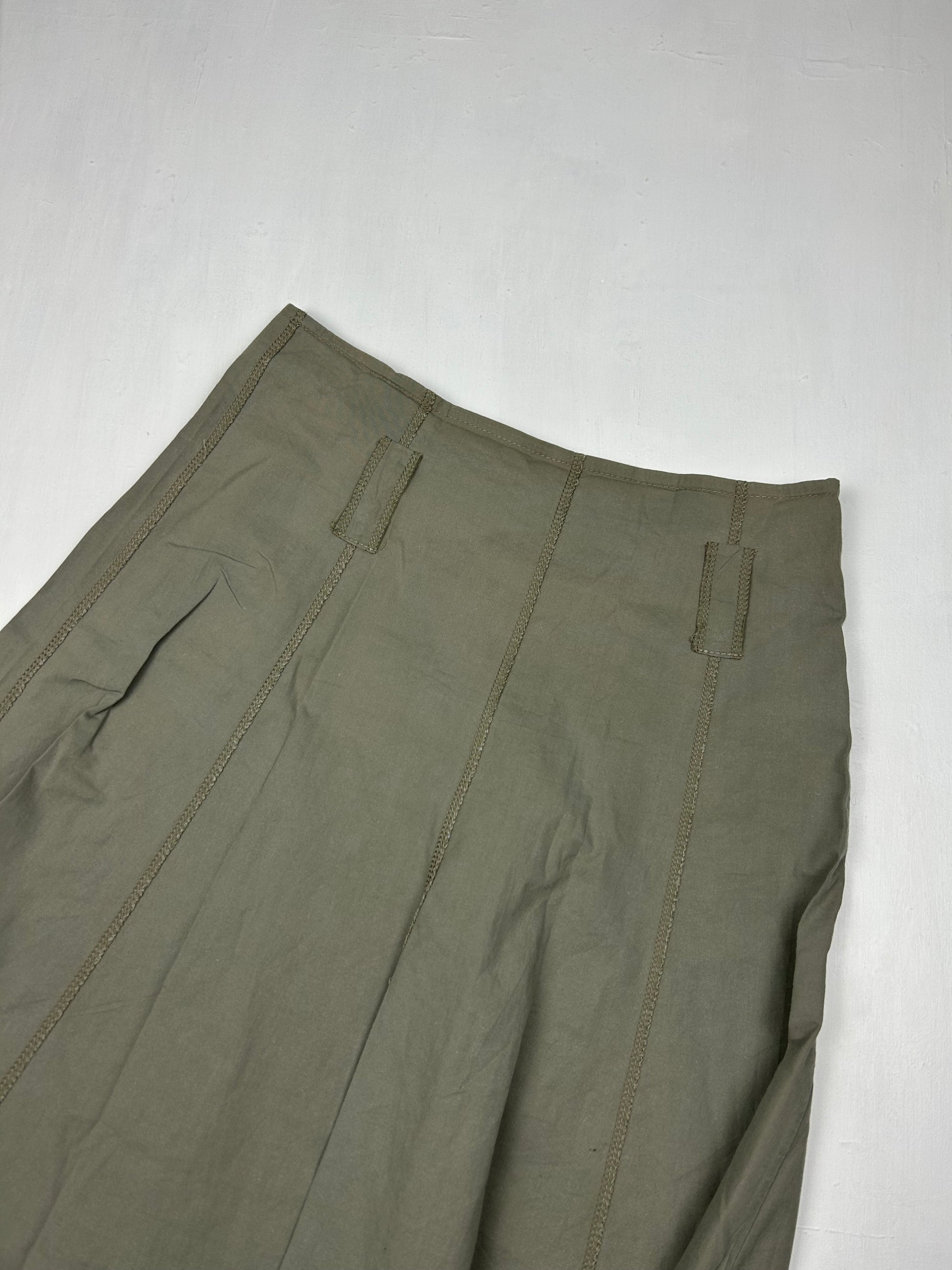 Khaki low rise asymmetric mid skirt (S)