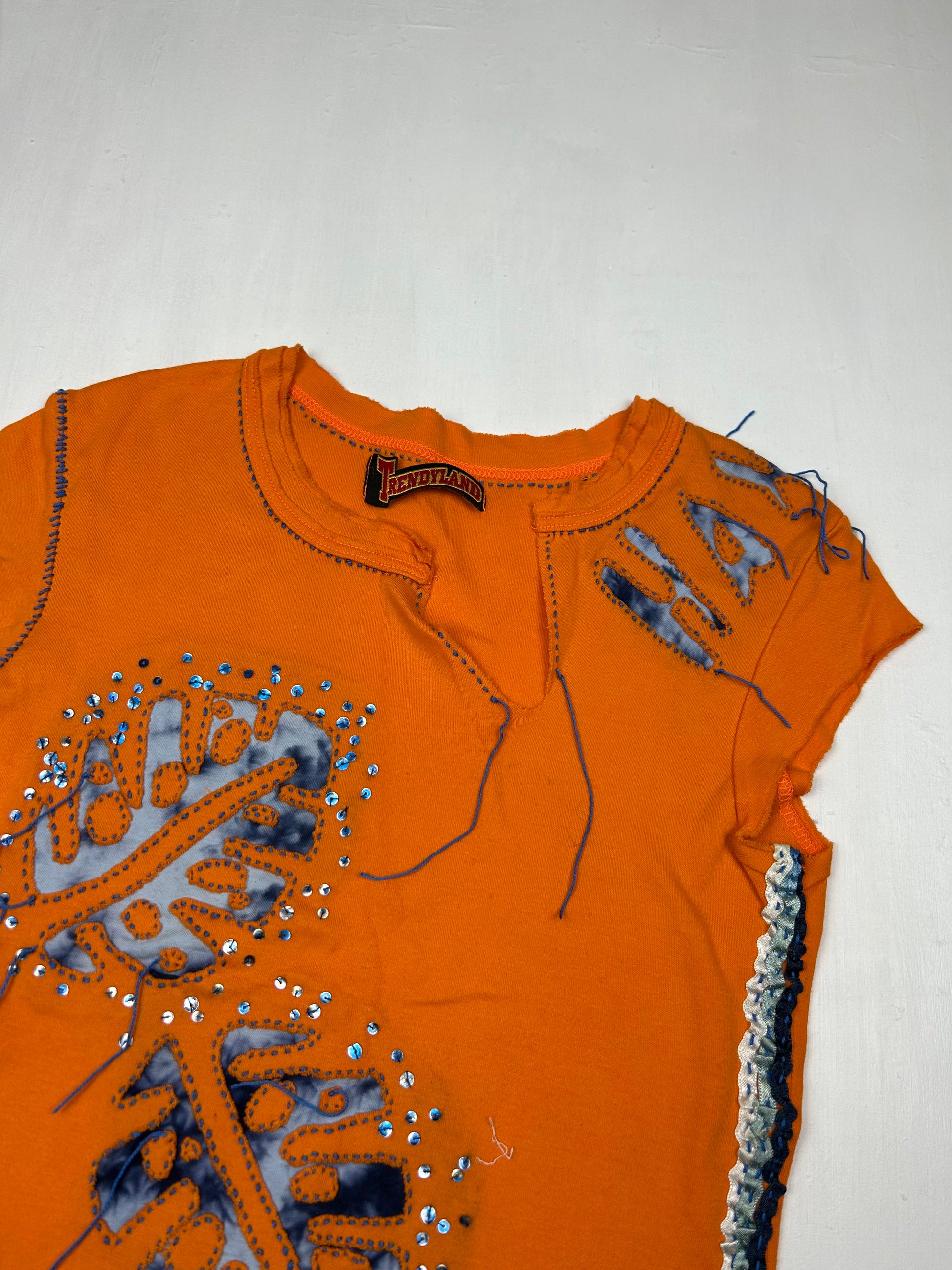 Orange cotton ruched tee (S)