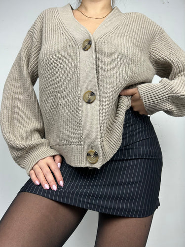 Beige cardigan knitted jumper (S/M)