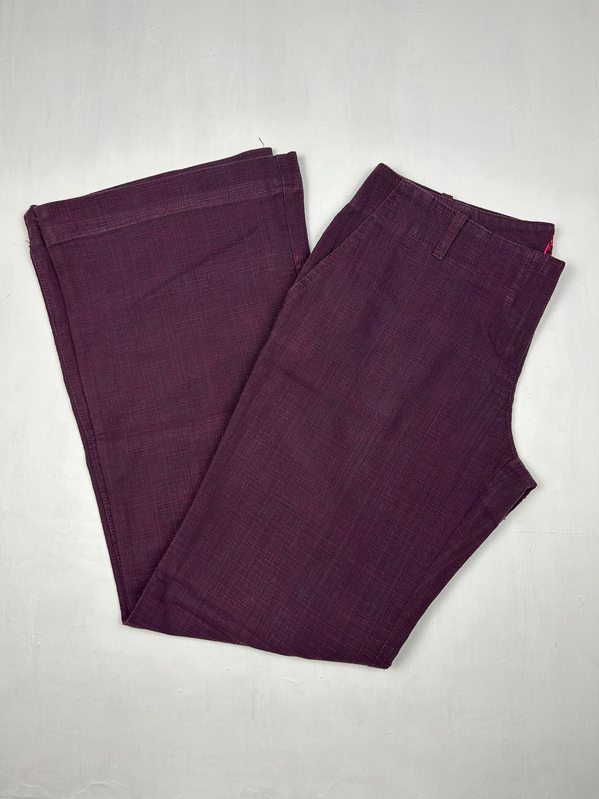 Purple denim low rise flare/ bootcut baggy pants (M)