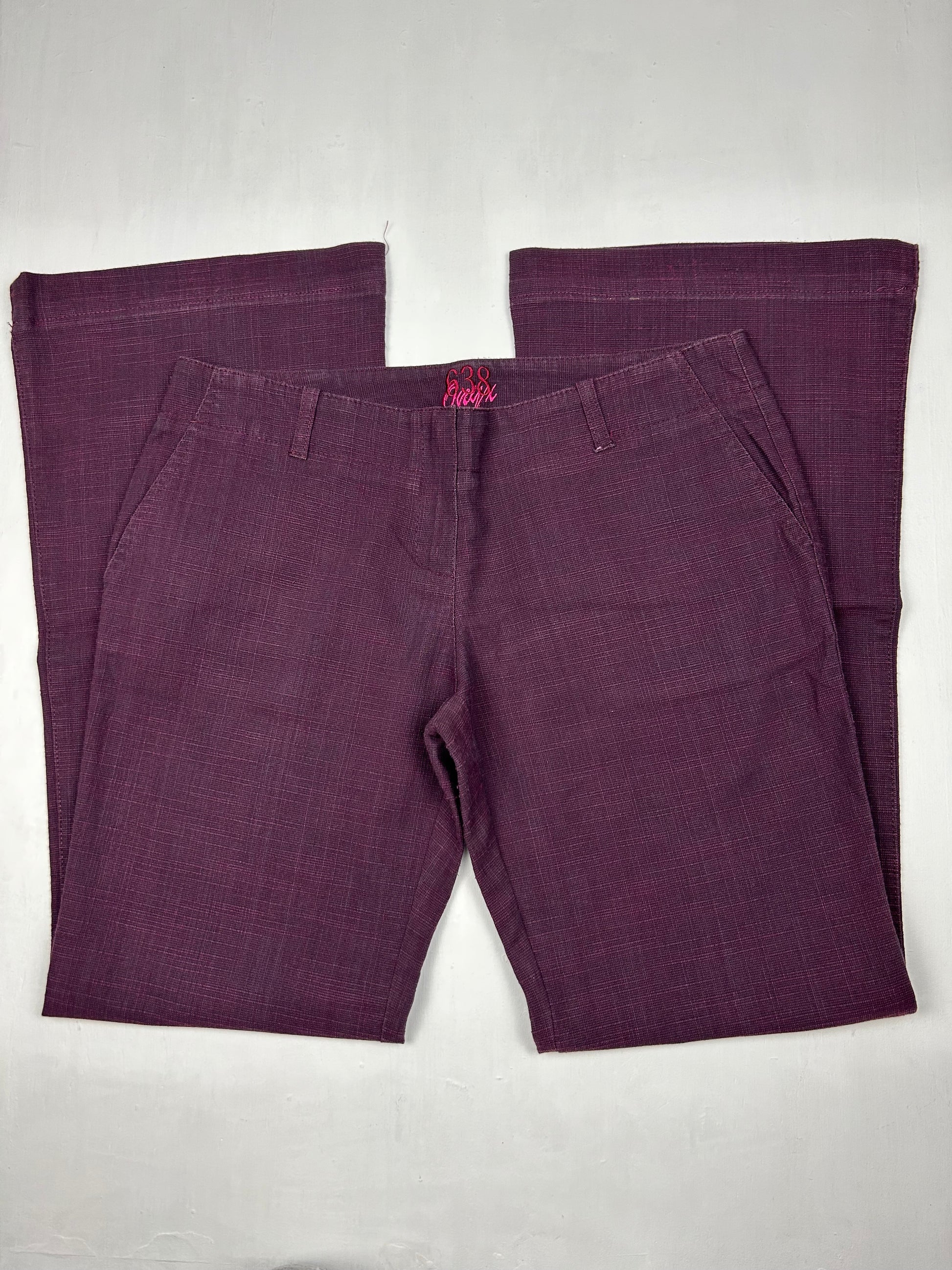 Purple denim low rise flare/ bootcut baggy pants (M)