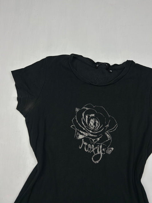 Black rose flower logo tee (S/M)