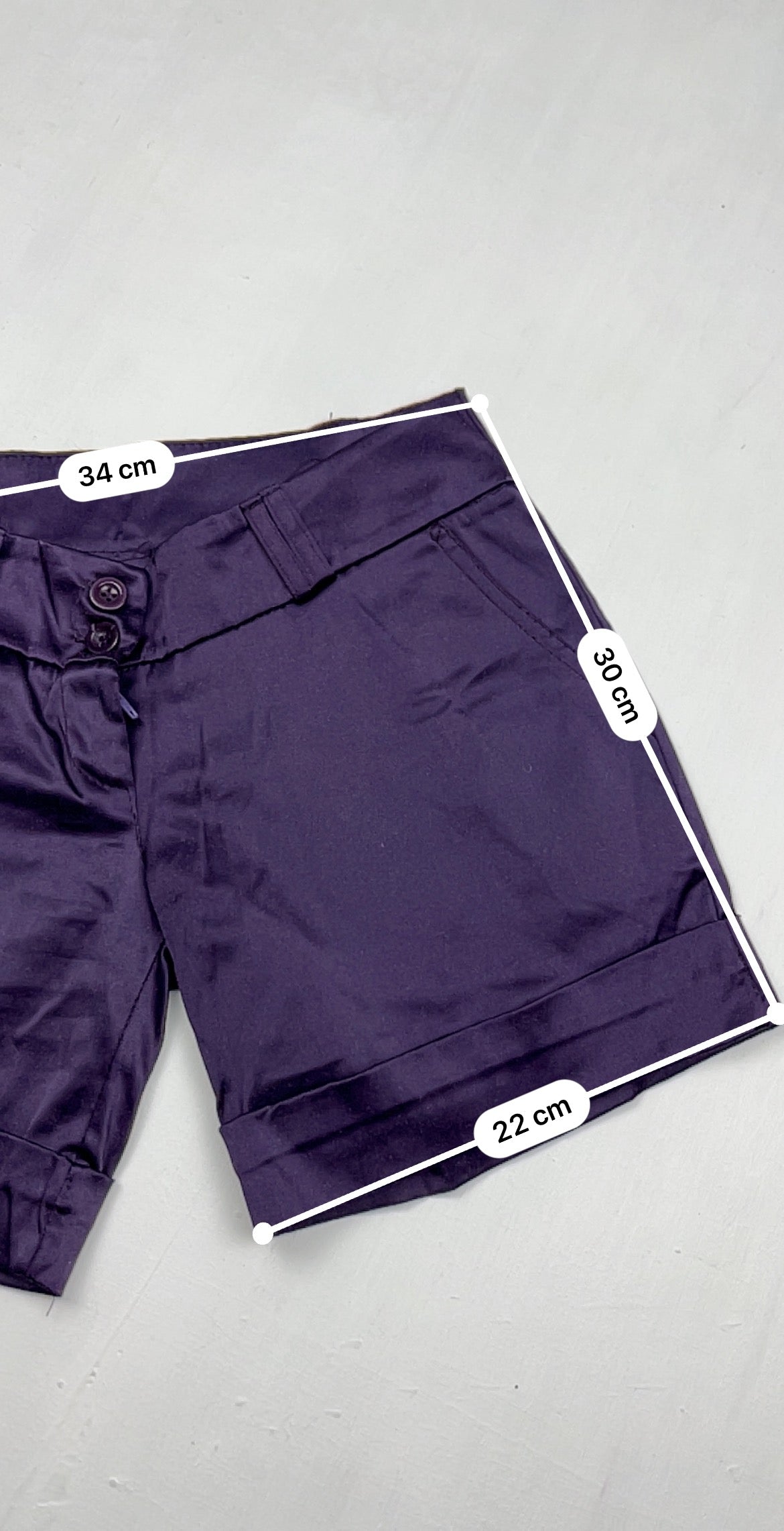 Purple satin low rise office mini short (S)