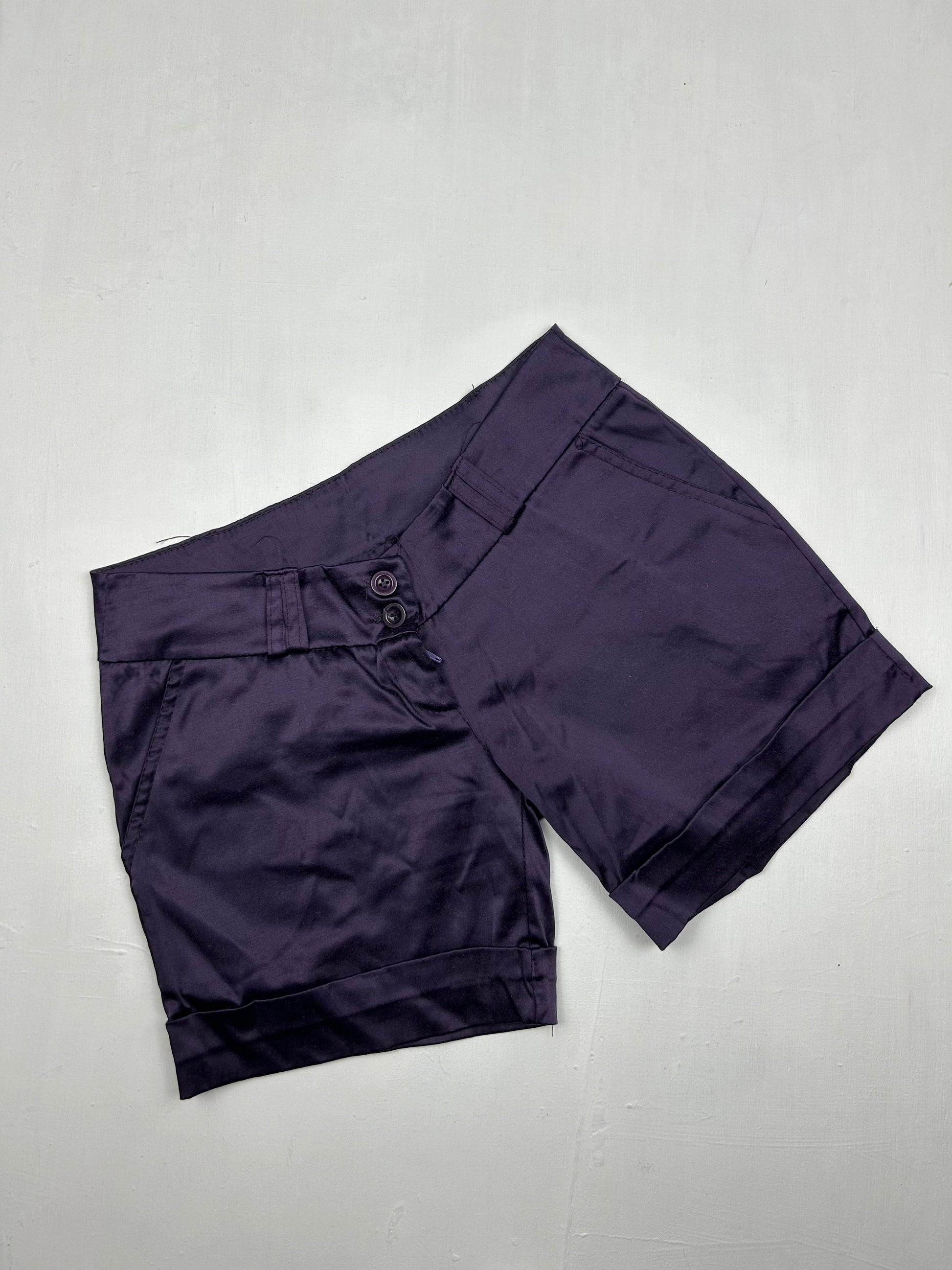 Purple satin low rise office mini short (S)