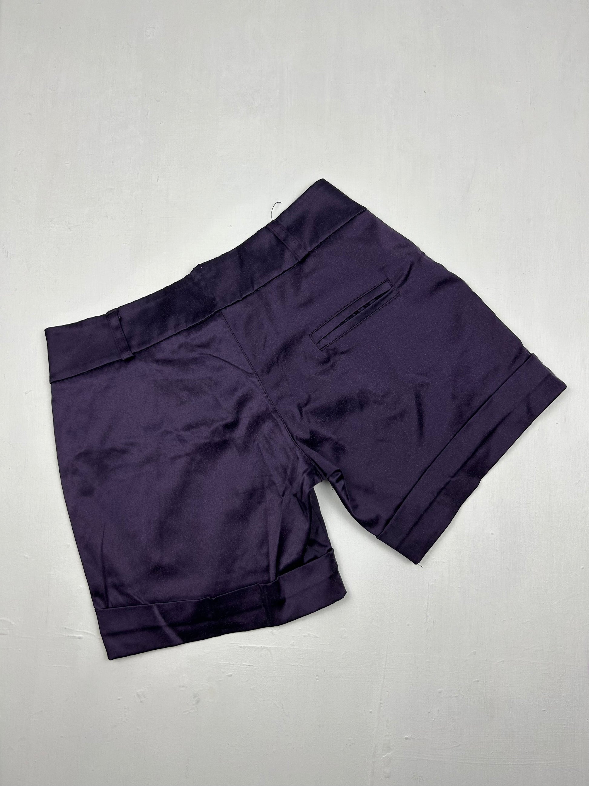 Purple satin low rise office mini short (S)