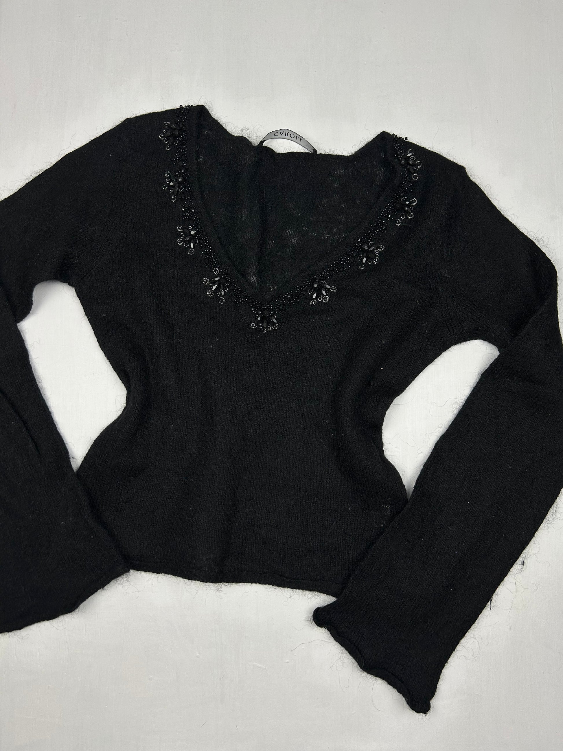 Black super soft mohair pearls jumper (M)