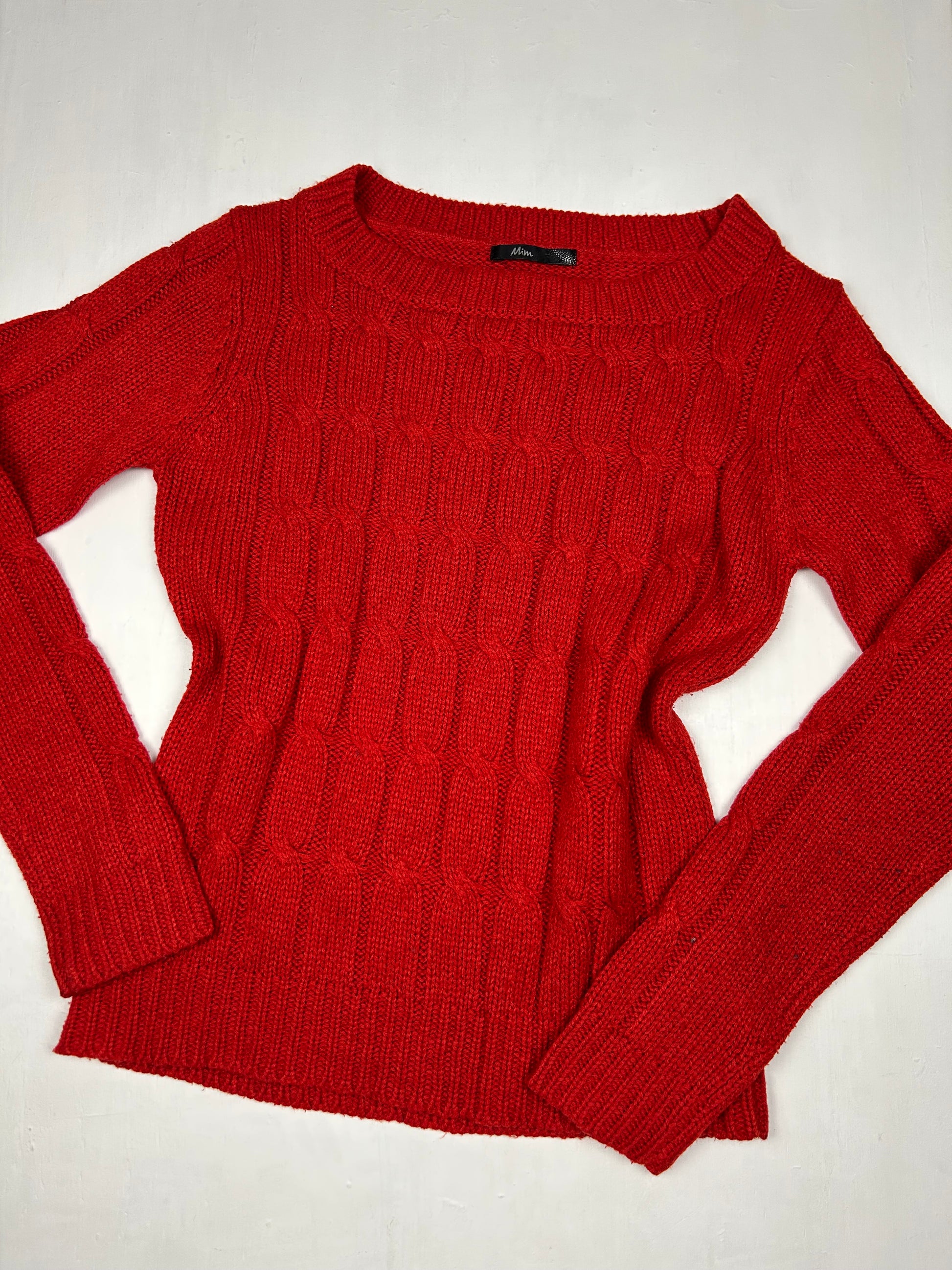 Red bardot neck jumper (M)