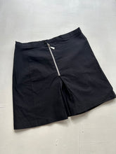 Load image into Gallery viewer, Black zip up mid rise stretchy mini office skirt 90s y2k vintage (S)