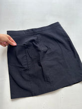 Load image into Gallery viewer, Black zip up mid rise stretchy mini office skirt 90s y2k vintage (S)