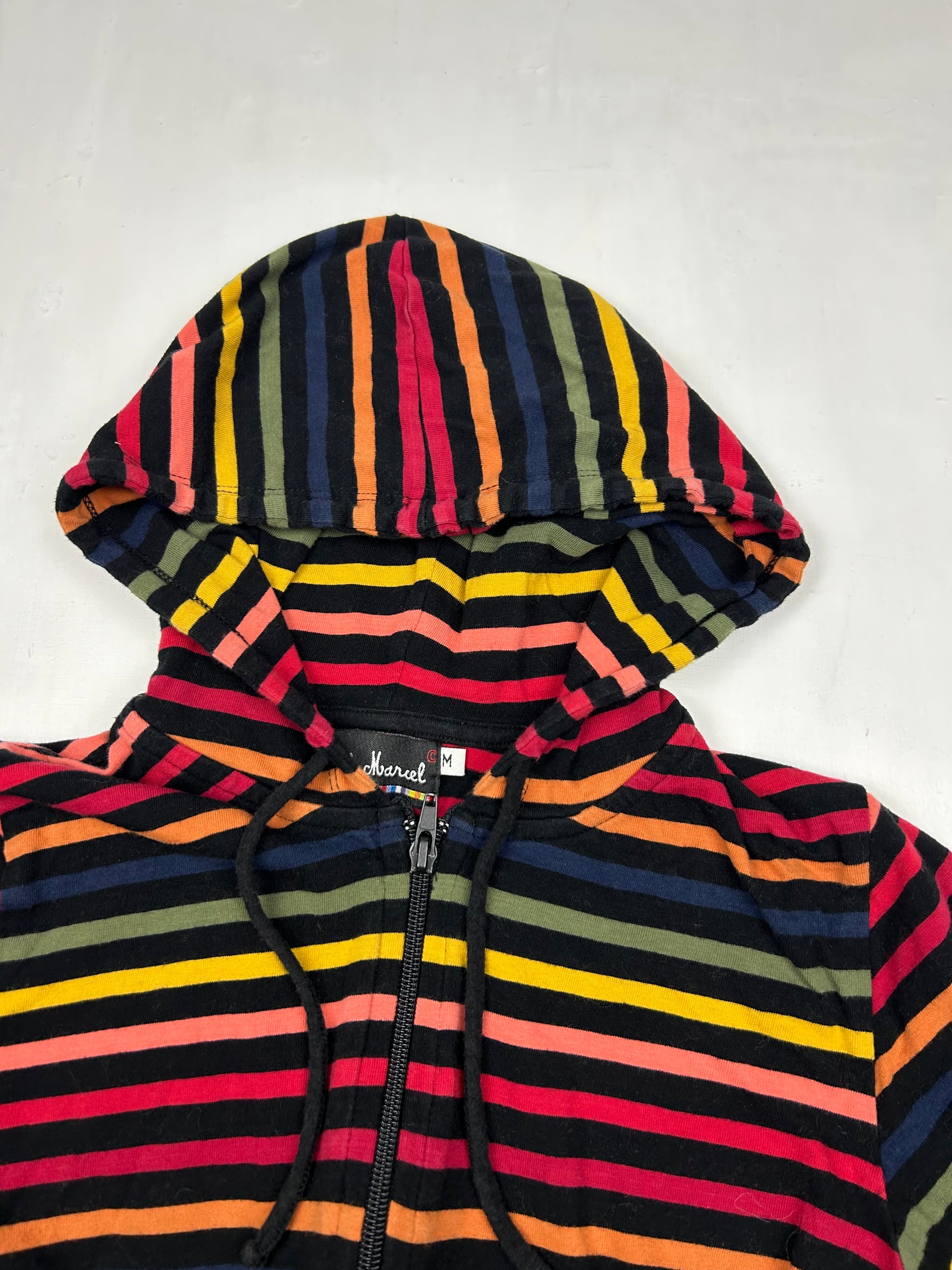 Multicolor striped zip up cotton hoodie (S/M)